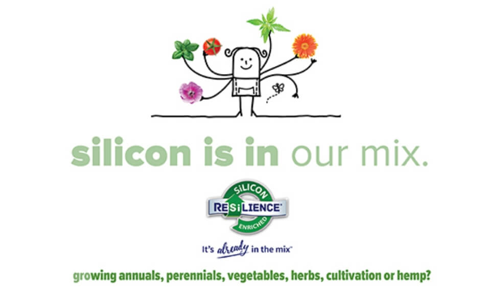 Image with Sun Gro logo and text that says silicon is in our mix