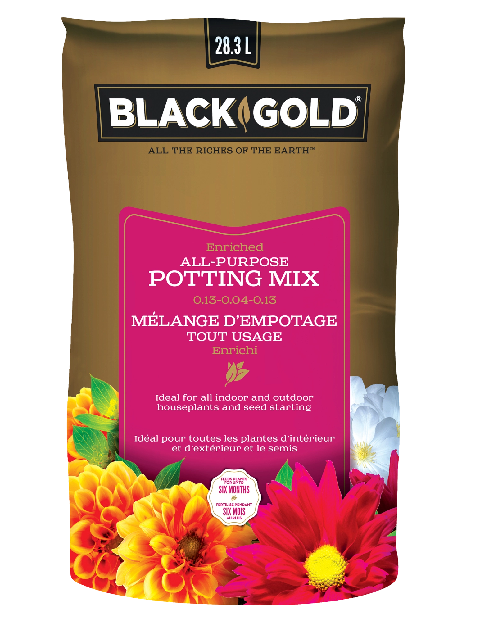 Terreau d’empotage tout usage enrichi Black Gold® 0,13-0,04-0,13