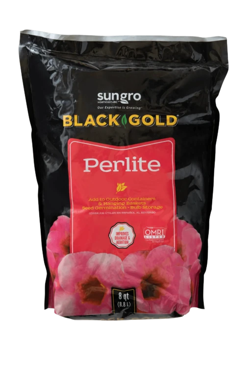 Sungro Black Gold Perlite 8 qt bag for improving soil drainage and aeration in pots, seed starting and bulb storage