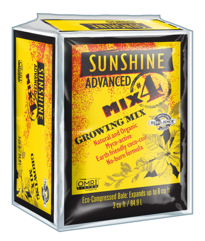 Yellow Sunshine Advanced Mix #4 bag, OMRI-listed indoor container growing mix with RESiLIENCE for houseplants and vegetables