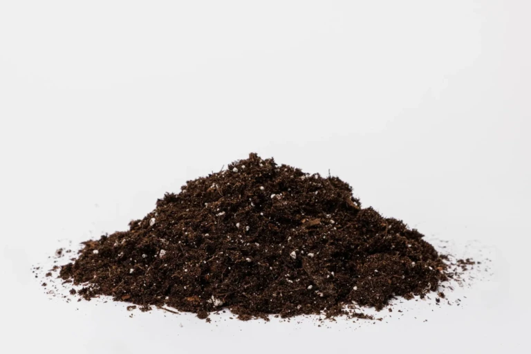 Pile of Sunshine NO Planting Mix potting media with peat and perlite on white background, product photo