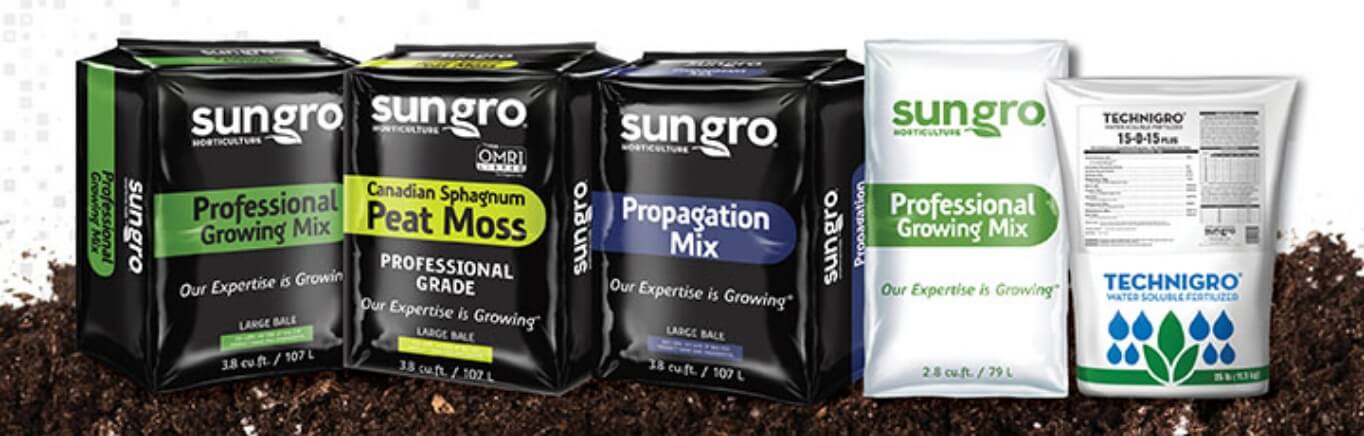 Image of various Sun Gro products