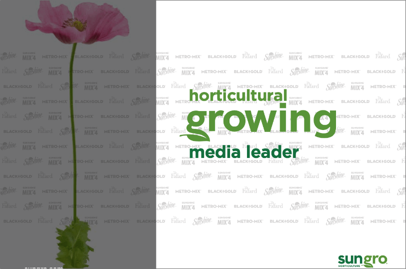 Image of a flower with text that says Horticultural Growing Media Leader