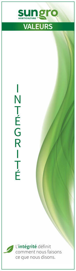 Image with text that says Sun Gro Core Value is Integrity