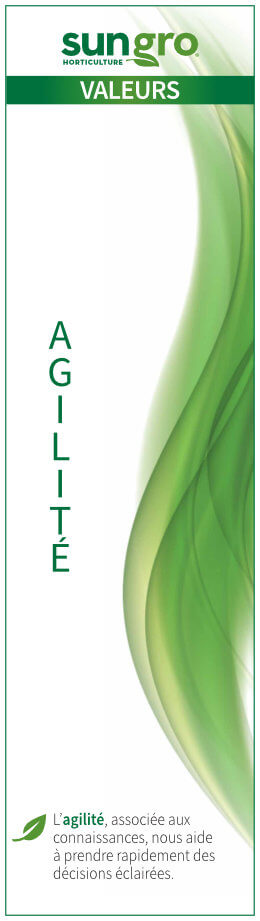 Image with text that says Sun Gro Core Value is Agility